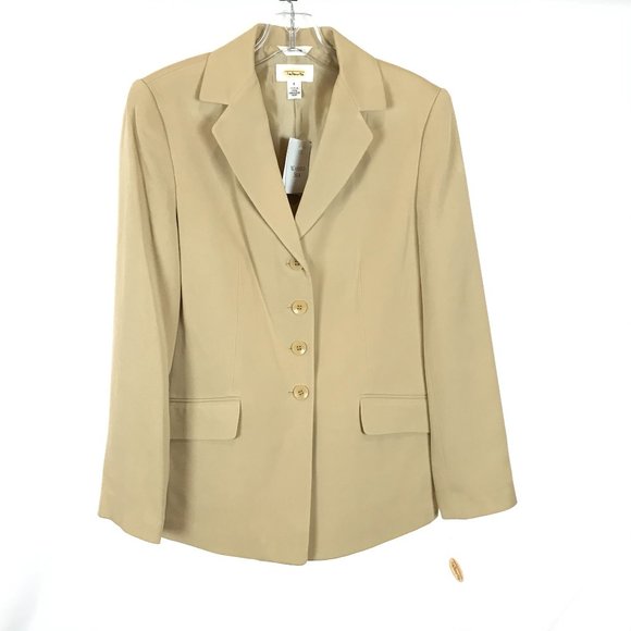 NWT Womens Size 6 Talbots Beige Pure Washed Silk Four-Button Blazer Jacket - Picture 1 of 3